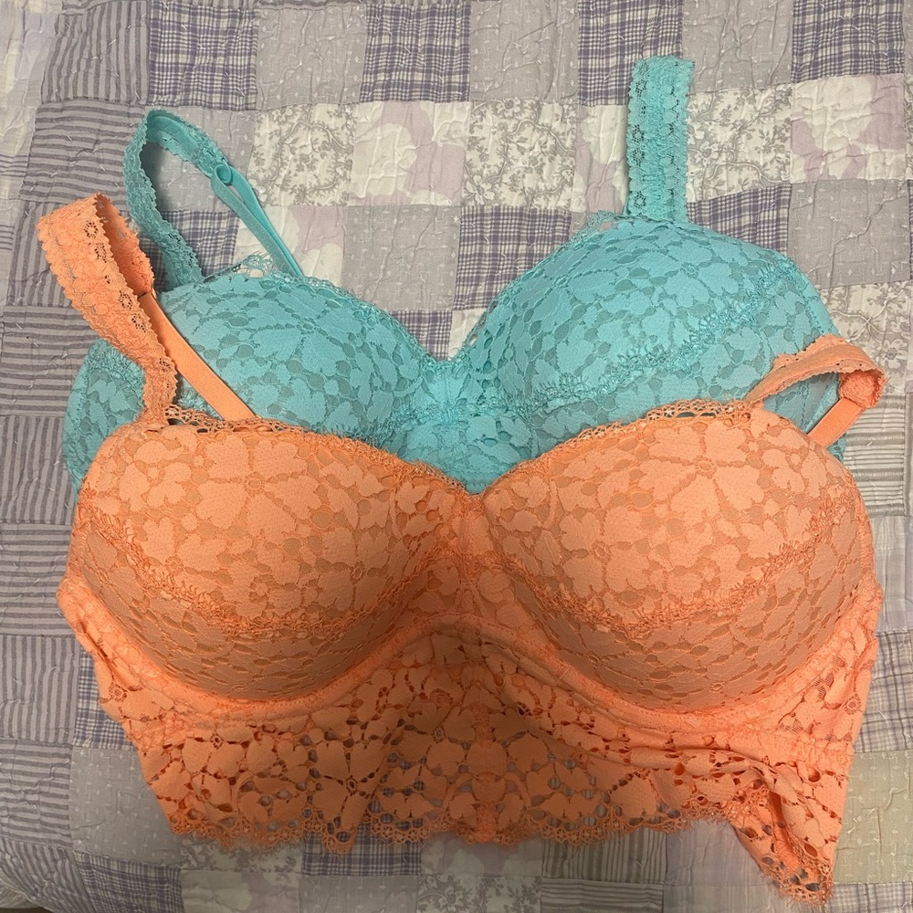 Pink Victoria’s Secret Push Up Bralette Bundle. 2‎ Bralettes, Both Size Medium.